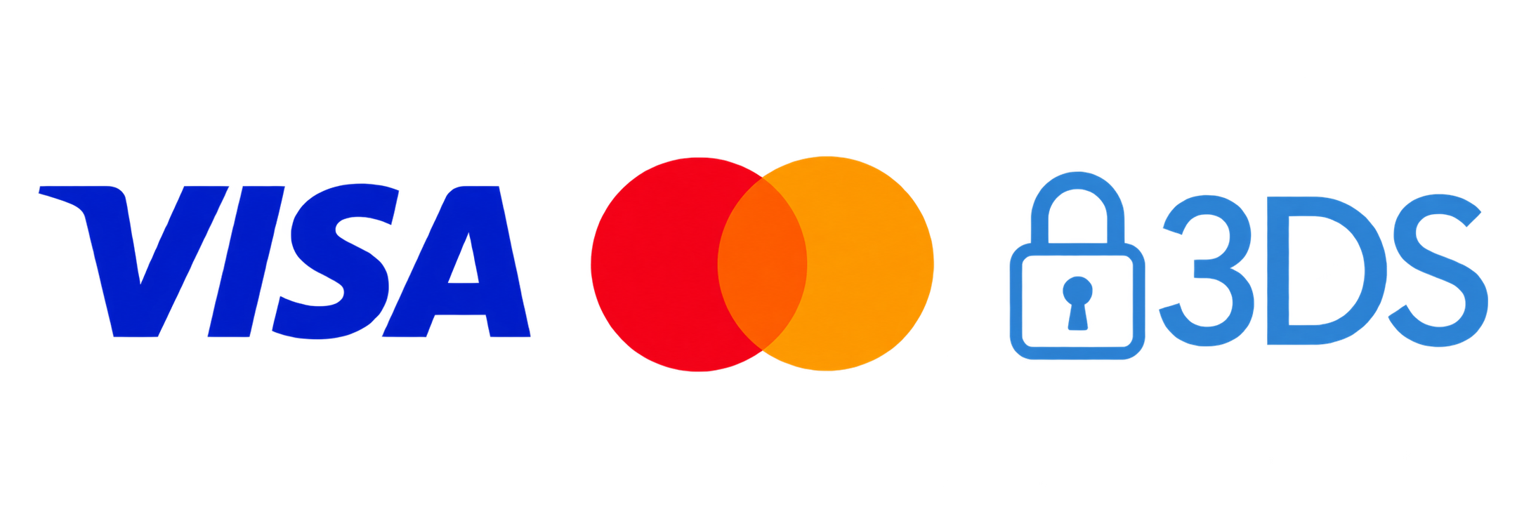 Visa, Mastercard and 3D Secure payment logos
